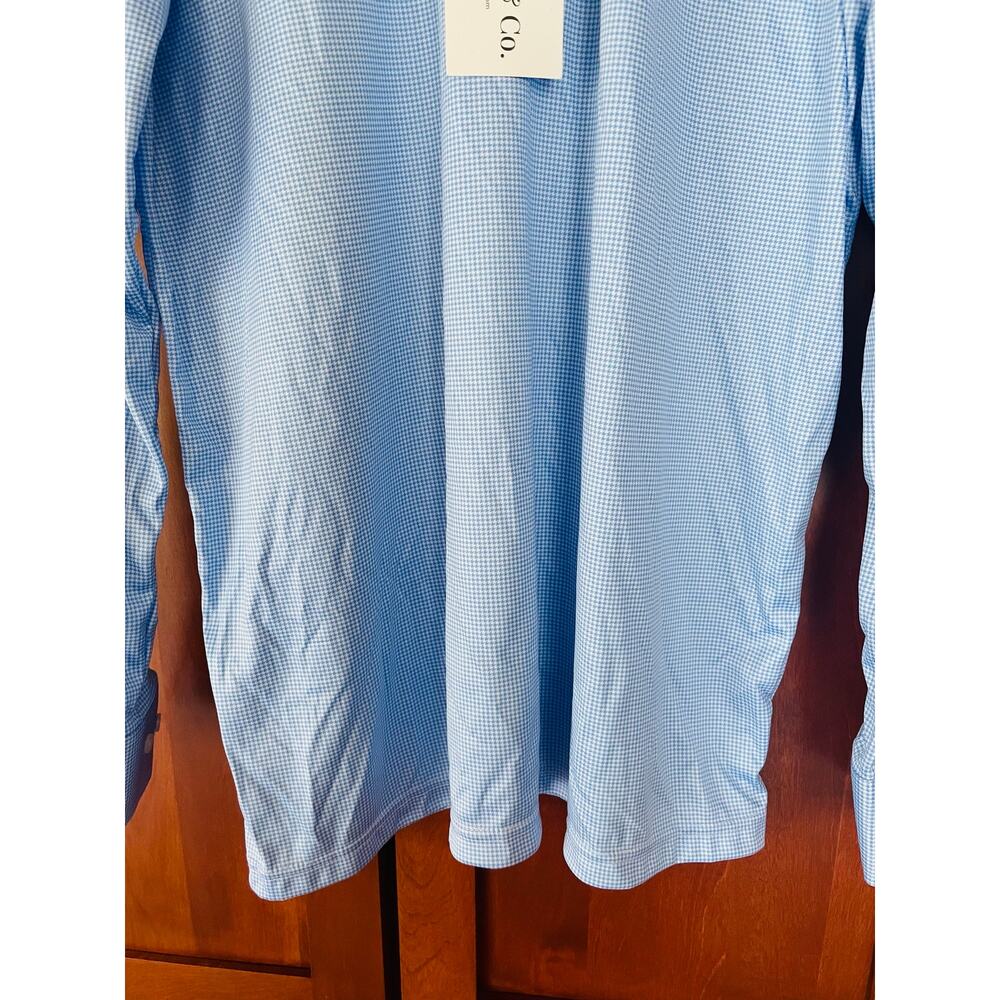 Collars and Co Polo Shirt Semi Spread Collar Blue Houndstooth Size XL NEW - Picture 4 of 10